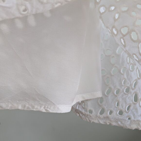 Eyelet Mini Dress 4 White Cottage Bride Rehearsal Beach Graduation Rush Beach - Picture 7 of 13